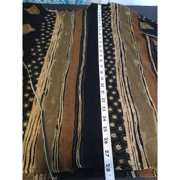 Vintage WAVES Rayon Tunic Top Made In India Seashell Stripes Size L - Picture 8 of 8